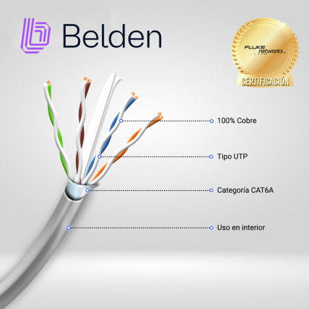 Cable UTP Cat6A 625 MHz 4 pares 23 AWG BELDEN 10GXS12 0081000