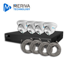KIT DE VIDEOVIGILANCIA IP MERIVA TECHNOLOGY MKIP2MP-4T-4P 4 CÁMARAS TURRET IP MTD-203D DE 2MP LUZ DUAL CON MICROFONO INTEGRADO M