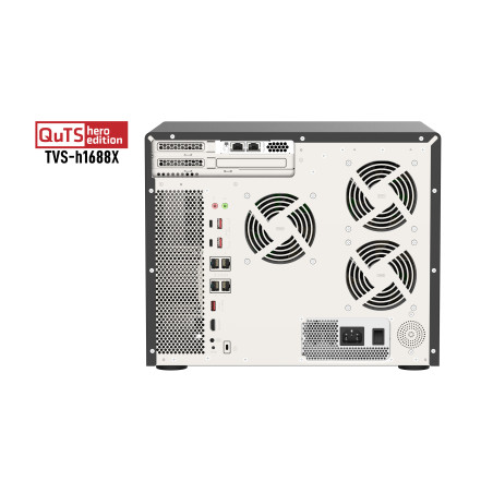 QNAP TVS-h1688X NAS Tower Intel® Xeon® W-1250 32 GB DDR4 0 TB QuTS hero Negro