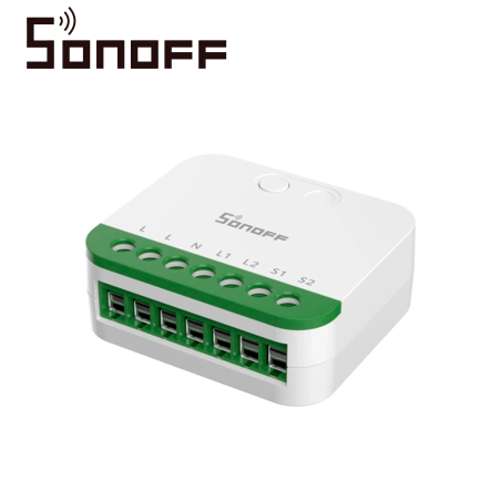 Mini interruptor inalámbrico Matter WiFi 2.4GHz 2 canales independientes SONOFF MINI-2GS