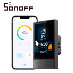 APAGADOR INTELIGENTE DE 2 UNIDADES CON PANTALLA TACTIL WIFI 2.4 GHZ + BLUETOOTH SONOFF NSPANEL-US CAPAZ DE CONTROLAR HASTA 8 DIS