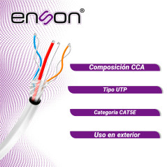 Cable UTP siamés UTP Cat5E para video CCTV y alimentación bobina 250 m ENSON 52101W250
