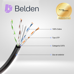 Cable UTP categoría 6 OSP exterior UTP sin blindaje 4 pares 24 AWG sólido 350MHz BELDEN OSP6U 0101000