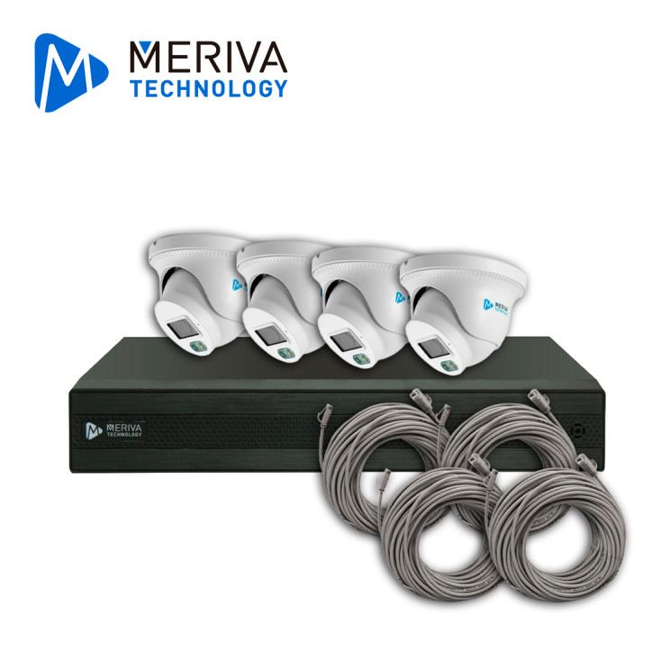 Kit de videovigilancia IP 2 MP iluminación dual micrófono integrado MERIVA TECHNOLOGY MKIP2MP-4T-8P