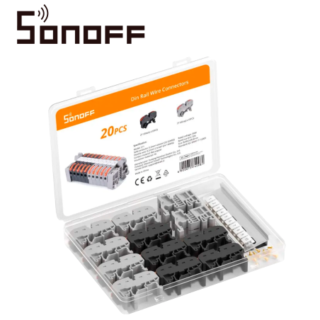 Kit de conectores de empalme para riel DIN montaje en riel DIN 35 mm push-in sin tornillos soporta 250V y 32A SONOFF 211