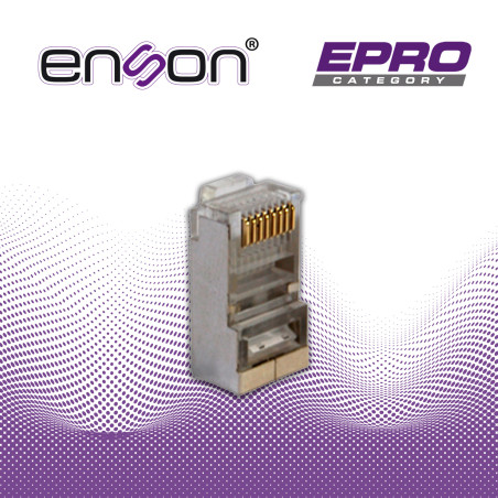 Conector plug RJ45 blindado CAT6 Categoría 6 Conductores calibre 23 AWG Blindado ENSON ENS-SRJ45-CAT6