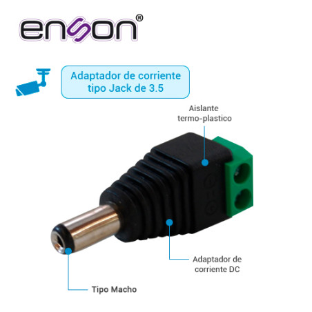 Conector de corriente DC para CCTV conector 2.1 mm polarizado bloque para atornillar ENSON ENS-MC01 MACHO