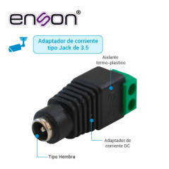 Conector de corriente hembra tipo jack 3.5 mm bloque polarizado medidas 2.1 x 5.5 mm ENSON 10x ENS-FC01 HEMBRA