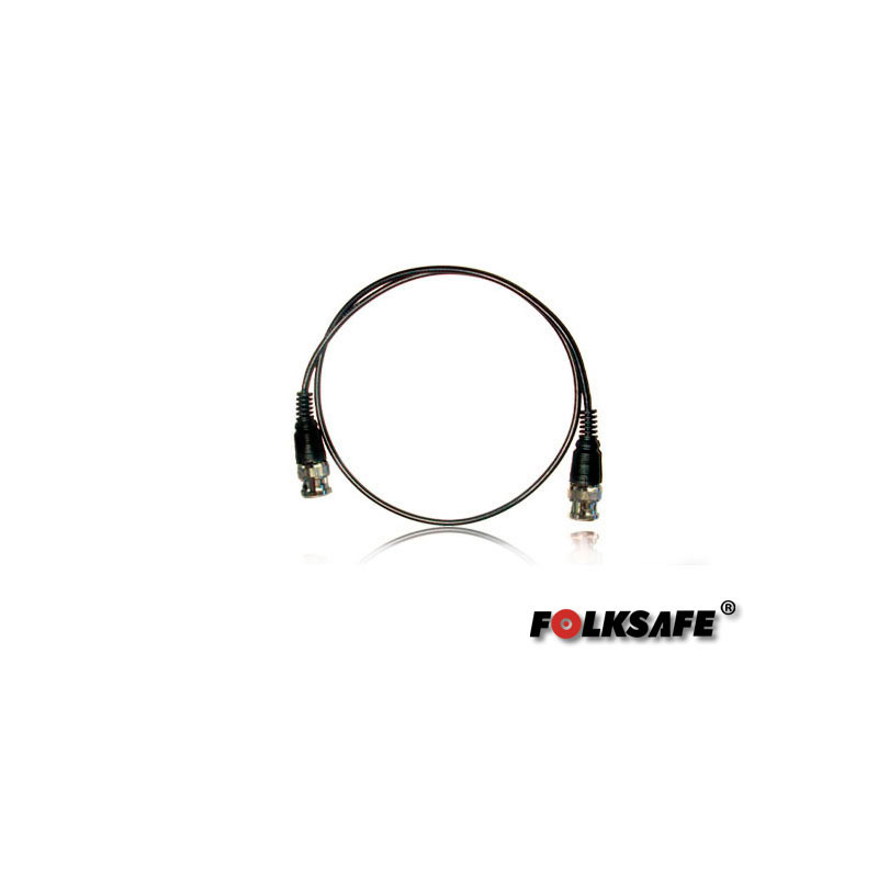 CABLE DE VIDEO BNC60 FOLKSAFE, COAXIAL DELGADO COLOR NEGRO, COMPATIBLE CON TECNOLOGIAS ANALOGAS Y HD, 60CM DE LARGO CON CONECTOR
