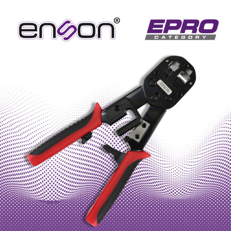 Pinza ponchadora para plugs RJ45 cortador y pelacables incorporados alto apalancamiento ENSON EPRO-PLUGTOOL