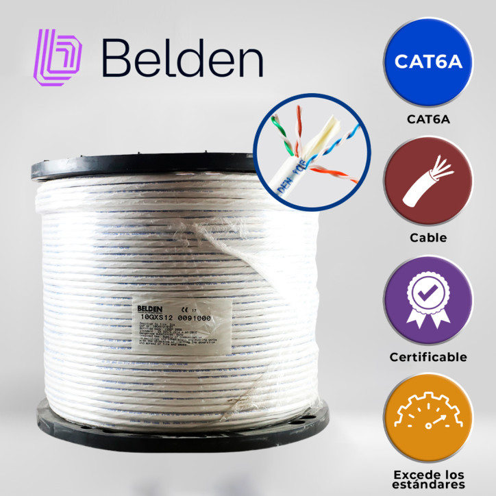 Cable UTP Cat6A Categoría 6A 4 pares 23 AWG BELDEN 10GXS12 0091000