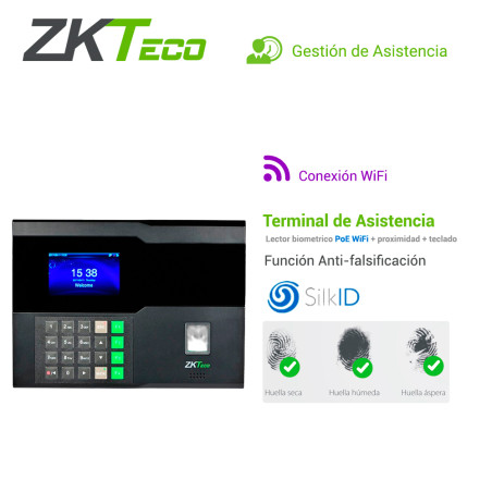 Terminal de asistencia biométrico huella Sensor SilkID de huella PoE Función ADMS ZKTECO IN05 (ID)
