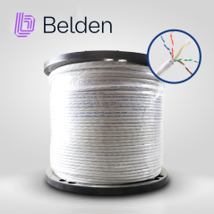 CABLE UTP CAT6A BELDEN 10GXW12 0091000 / INTERIOR / BLANCO / 500MHZ / 4 PARES / 23 AWG / FORRO PVC / CMR / CERTIFICABLE / BOBINA