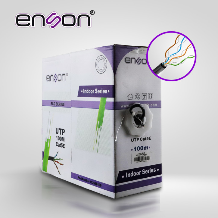 Cable UTP Cat 5e para interior Cat 5e Calibre 24 AWG Bobina 100m ENSON 12251B100 Cable UTP Cat 5e para interior Cat 5e Calibre 24 AWG Bobina 100m ENSON 12251B100
