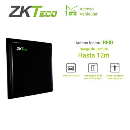 Antena lectora UHF vehicular largo alcance UHF panel embebido ZKTECO U2000F