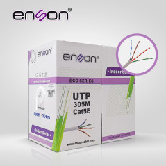 CABLE UTP CAT5E ENSON 12251W305 SERIE ECO CALIBE 24 AWG CCA BOBINA DE 305 METROS FORRO PVC COLOR BLANCO USO INTERIOR RECOMENDADO