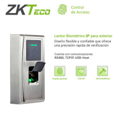 Control de acceso biométrico 1 500 huellas 10 000 tarjetas IP65 antiagua y polvo ZKTECO MA300