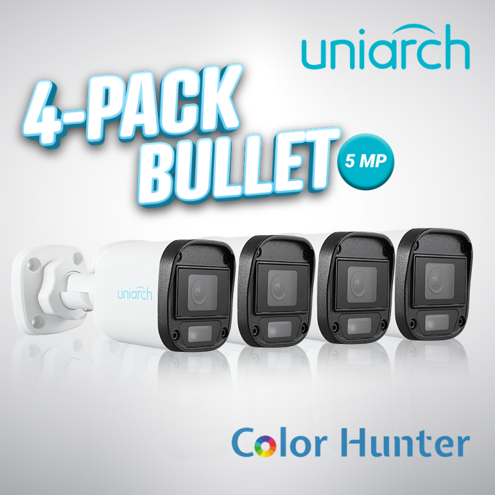 Videovigilancia analógica 5 MP ColorHunter imagen a color 24/7 2.8 mm UNIARCH BY UNV 4 x UAC-B115-F28-W / UAC-B115-F28-W-H