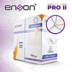 CABLE UTP CAT6 ENSON 12263G100 SERIE PRO-II CALIBE 23 AWG 100% COBRE DE ALTO RENDIMIENTO BOBINA DE 100 METROS FORRO PVC COLOR GR