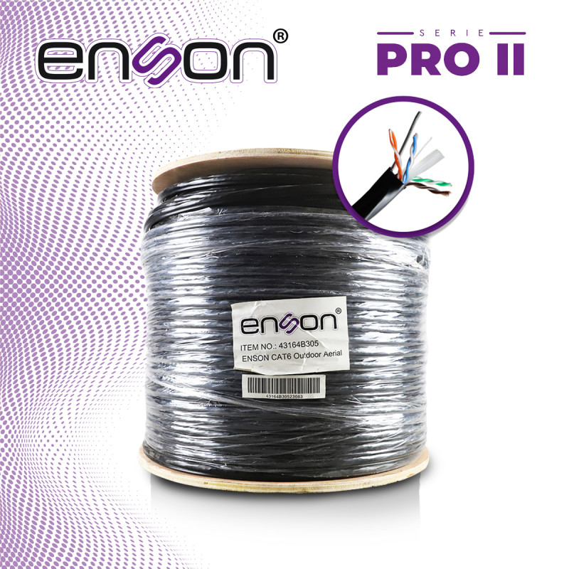 Cable UTP aéreo Cat6 ENSON 43164B305 forro negro mensajero 1.3 mm