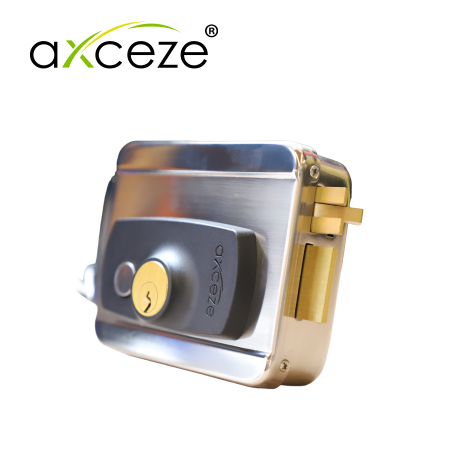 Kit de cerradura básica apertura a distancia sobreponer para puertas derechas alimentación 12VDC AXCEZE KIT DE CERRADURA BASICO