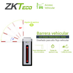 Barrera vehicular brazo telescópico derecho velocidad de cierre 3s ZKTECO CMP300R