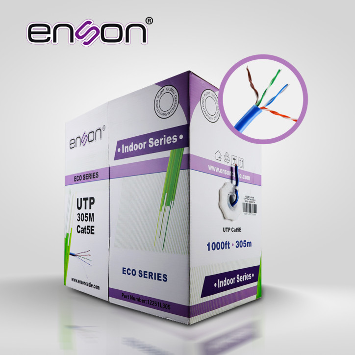 Cable UTP Cat5e sin blindaje categoría Cat5e calibre 24 AWG bobina 305 metros ENSON 12251L305