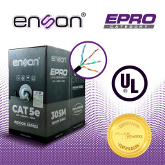 CABLE UTP CAT5E ENSON EPRO-CAT5E FORRO COLOR NEGRO PVC CM 4 PARES CALIBRE 24 AWG 100 CIENTO COBRE USO INTERIOR BOBINA 1000 PIES 