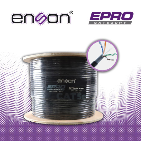 CABLE UTP CAT5E ENSON EPRO-CAT5E-OUGEL FORRO PVC+PE+GEL 4 PARES CALIBRE 24 AWG 100% COBRE USO EXTERIOR CON GEL BOBINA 1000 PIES 