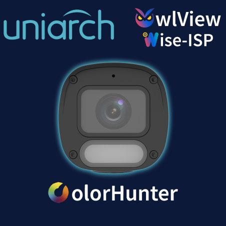 Cámara IP bullet 2MP Lente 2.8 mm True WDR 120 dB UNIARCH BY UNV IPC-B242-ADF28K-WP