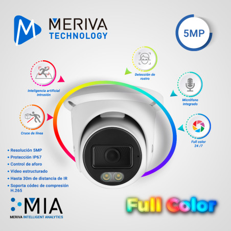 Cámara IP Turret 5 MP H.265 2.8 mm MERIVA TECHNOLOGY MTD-FC500FA