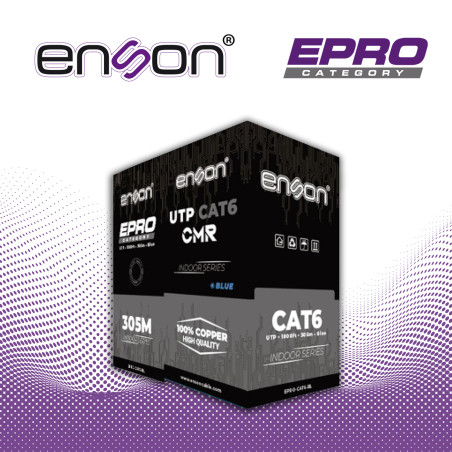 CABLE UTP CAT6 AZUL ENSON EPRO-CAT6-BL CRM / FORRO PVC / 4 PARES / CALIBRE 23 AWG / 100% COBRE / USO INTERIOR / COLOR AZUL / BOB