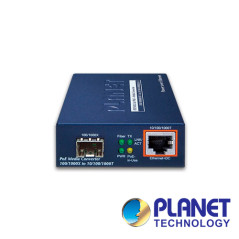 Convertidor de medios de fibra a UTP PoE 1 puerto SFP 100/1000 Mbps PoE IEEE 802.3at PLANET GTP-805A