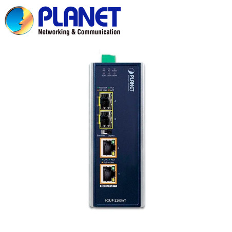Convertidor de medios PoE industrial PoE de alta potencia Industrial Gigabit PLANET IGUP-2205AT