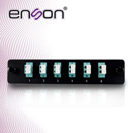 Mini panel de fibra óptica 6 puertos dúplex LC 12 fibras multimodo OM3 ENSON ENS-PA6LCMM