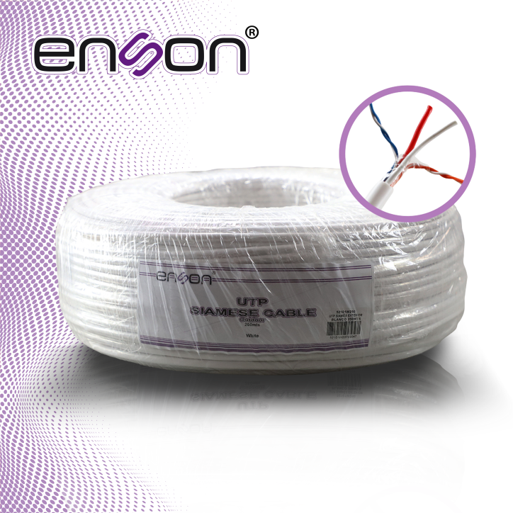 Cable UTP siamés UTP Cat5E para video CCTV y alimentación bobina 250 m ENSON 52101W250