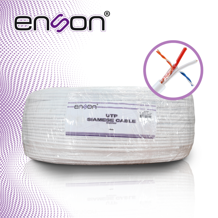Cable siamés UTP Cat5E para CCTV UTP Cat5E siamés rrollo 500m ENSON 51101W500 Cable siamés UTP Cat5E para CCTV UTP Cat5E siamés rrollo 500m ENSON 51101W500