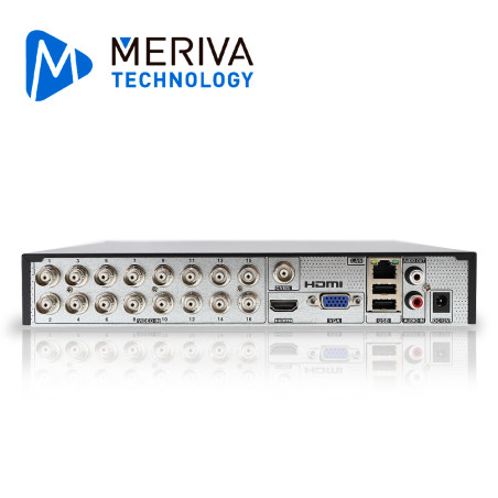 DVR penta híbrido 18 canales 16 BNC + 2 IP H.265 2 MP MERIVA TECHNOLOGY MXVR-2116A