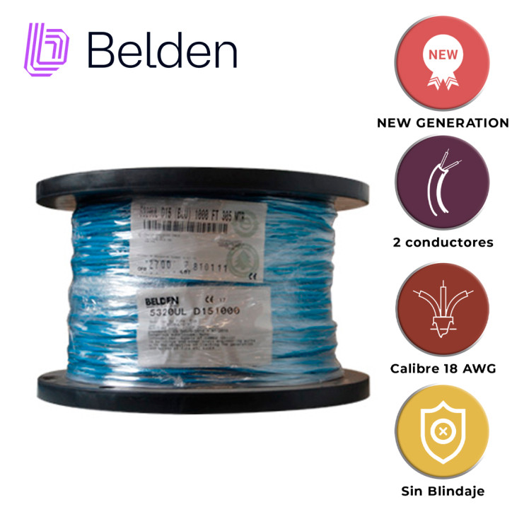 Cable de alarma contra incendios Riser-FPLR 2 conductores 18 AWG BELDEN 5320UL D151000