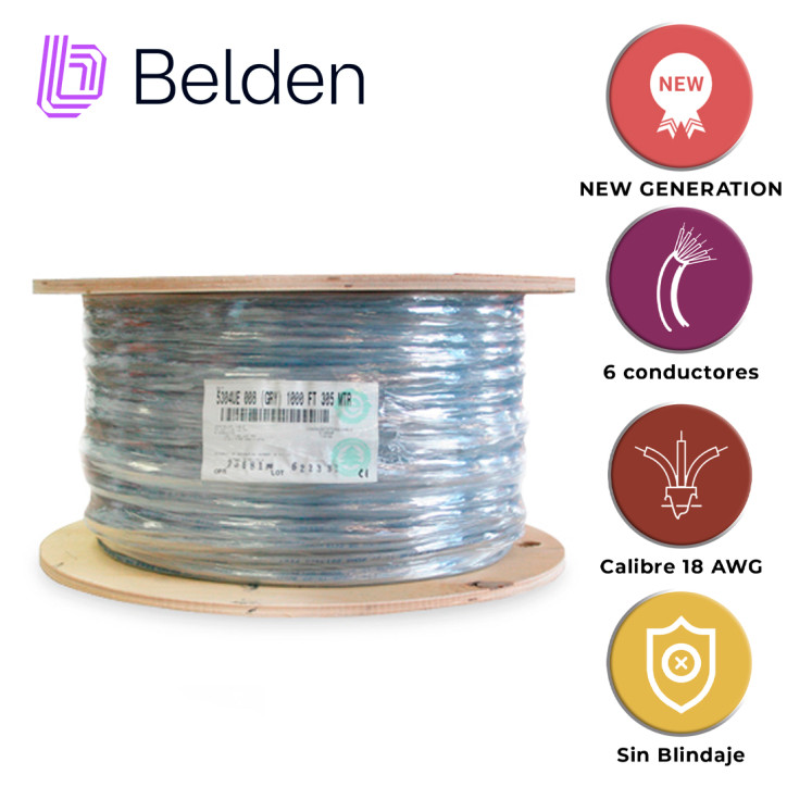Cable de seguridad y alarma Riser-CMR 6 conductores 18 AWG BELDEN 5304UE 0081000 Cable de seguridad y alarma Riser-CMR 6 conductores 18 AWG BELDEN 5304UE 0081000