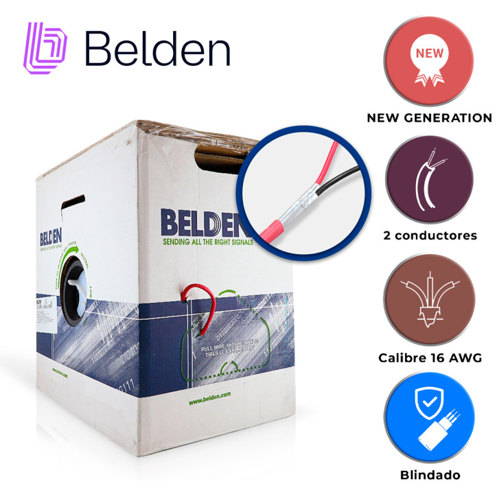 Cable de alarma contra incendios Riser-FPLR 2 conductores 16 AWG BELDEN 5220FL 002A1000