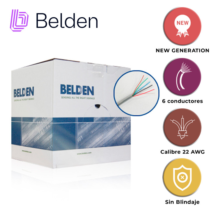 Cable de seguridad y alarma 6 conductores 22 AWG Multifilar BELDEN 5504UE 0081000 Cable de seguridad y alarma 6 conductores 22 AWG Multifilar BELDEN 5504UE 0081000