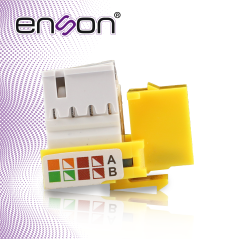 Conector Jack RJ45 CAT6 CAT6 ángulo 90 grados ponchado con pinzas ENSON ENS-JC6YE AMARILO