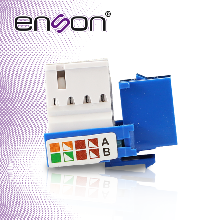 Jack RJ45 CAT6 ángulo 90 GRADOS ponchado con pinzas protector contra polvo ENSON ENS-JC6BL AZUL
