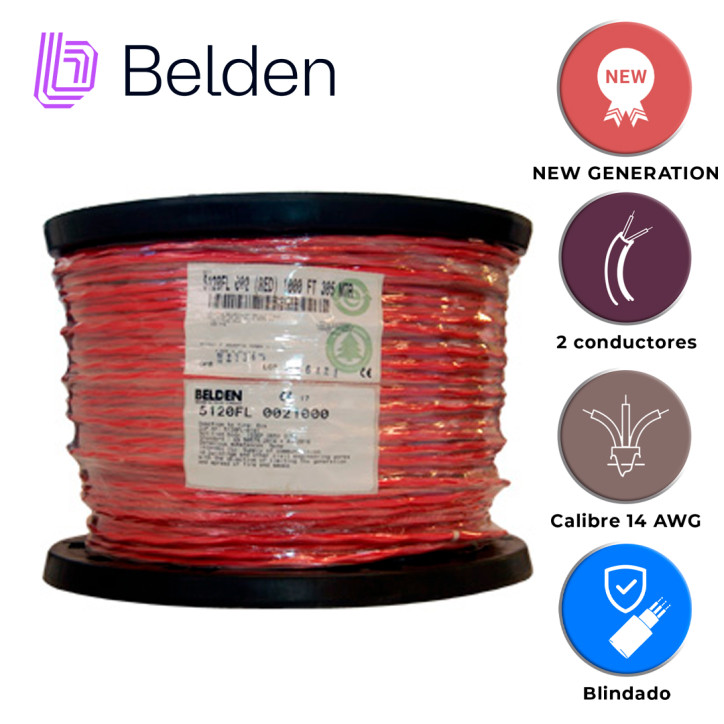 Cable de alarma contra incendios Riser-FPLR 2 conductores 14 AWG BELDEN 5120FL 0021000