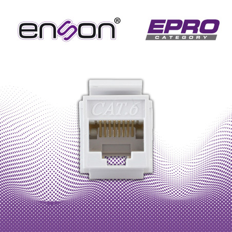 Conector modular Jack RJ45 Cat 6 Cat 6 posición vertical color blanco ENSON EPRO-JACK6-WH