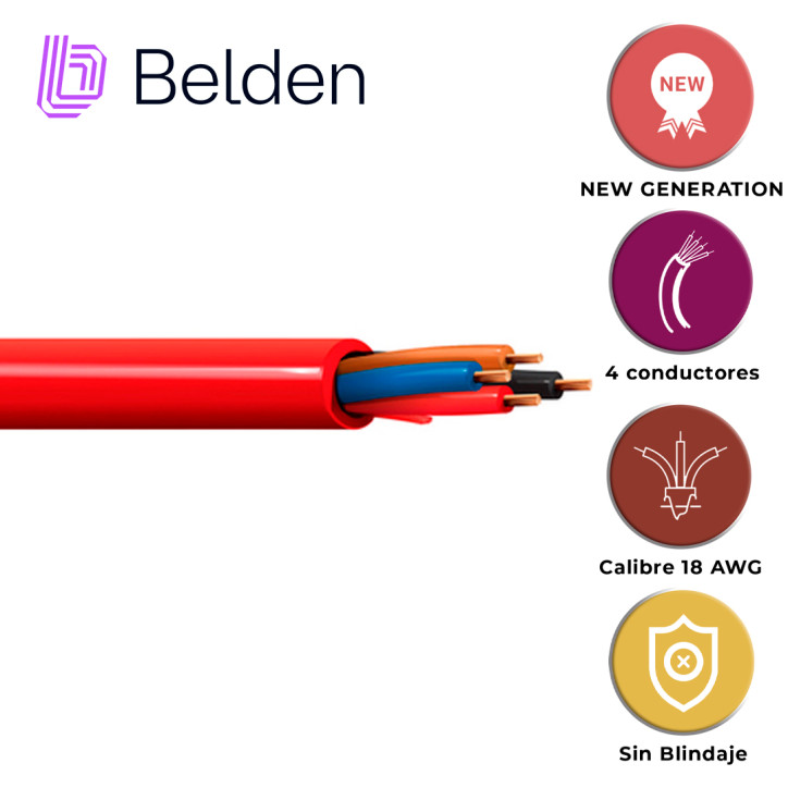 Cable de alarma contra incendios 4 conductores 18 AWG Riser FPLR BELDEN 5302UL 002U1000