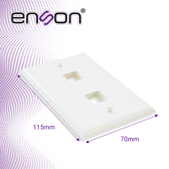 Placa de pared faceplate 2 puertos 2 puertos Material plástico ABS Compatible con Jack CAT6 y CAT5E ENSON ENS-FP62