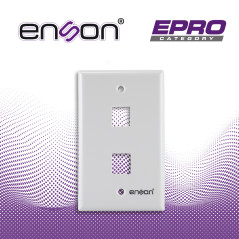 Placa de pared faceplate 2 puertos 2 puertos Jack CAT6 y CAT5E Plástico ABS ENSON EPRO-FP20