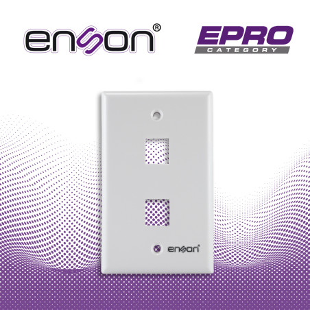 Placa de pared faceplate 2 puertos 2 puertos Jack CAT6 y CAT5E Plástico ABS ENSON EPRO-FP20
